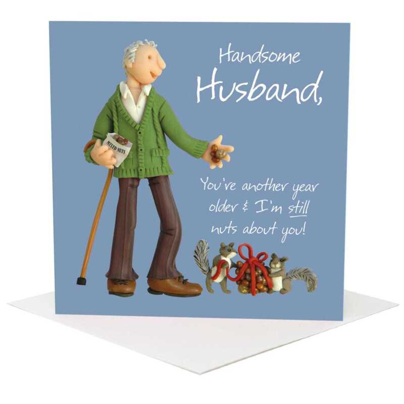 Wonderful husband birthday card - designed by Erica Sturla - 15cm square and blank inside, made in the UK