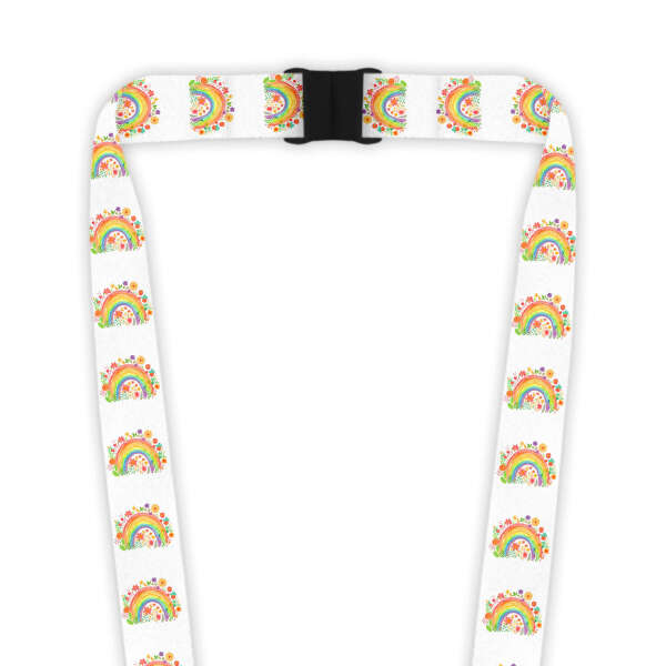 Double Breakaway Lanyard - Rainbow Flowers