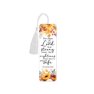 Religious Aluminium Bookmark with Tassel - The Name of The Lord Is A Strong Tower