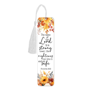Religious Aluminium Bookmark with Tassel - The Name of The Lord Is A Strong Tower