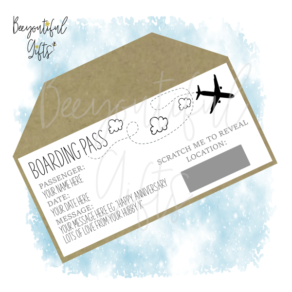 Personalised Boarding Pass Gift Voucher with Envelope