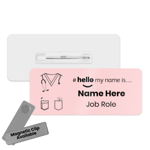 Name Badge - Colour Nurse Scrubs Hello My Name is... - Light Pink