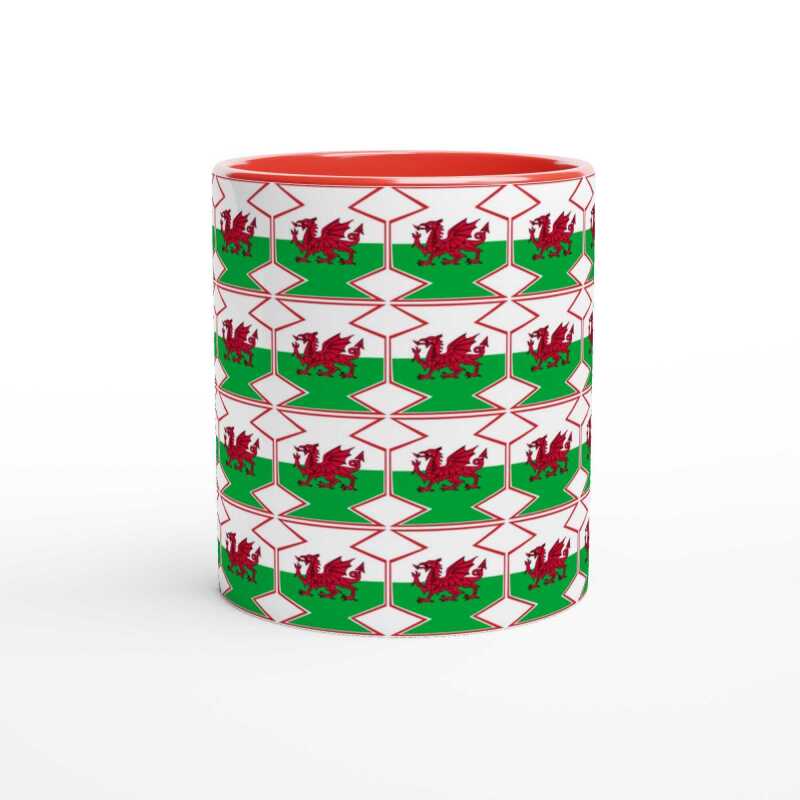 Welsh Dragon Pattern Mug - Ceramic White