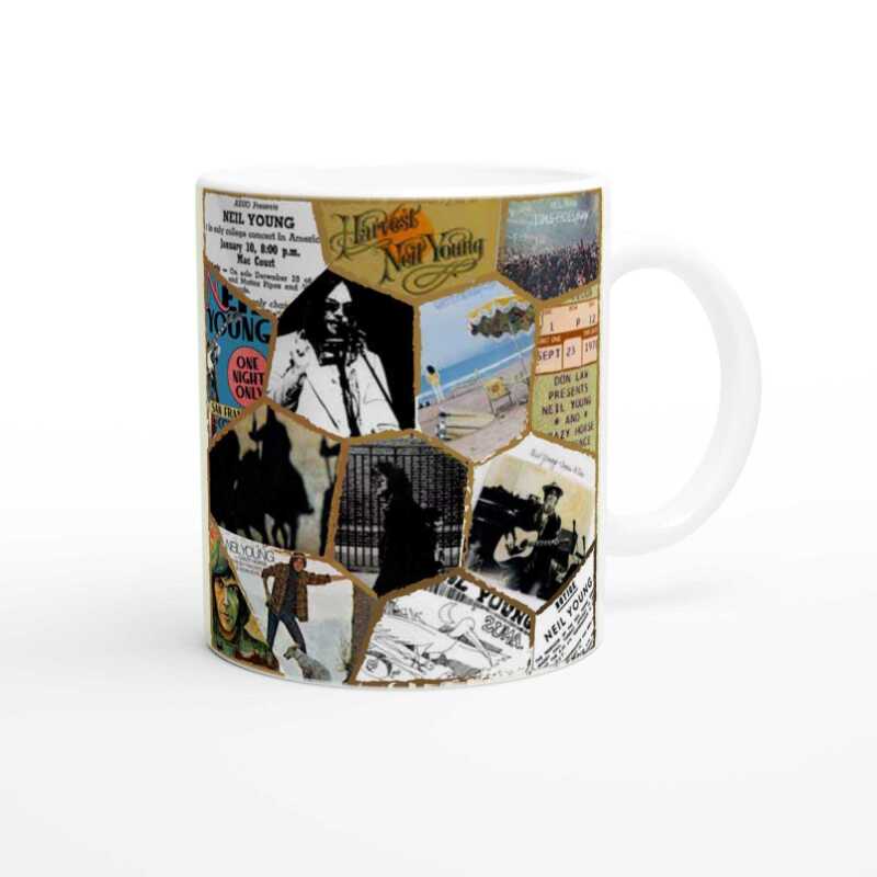 Neil Young Inspired Mosaic of First Ten Albums in USA Mug