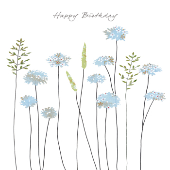Pincushion Flower Birthday Greeting Card