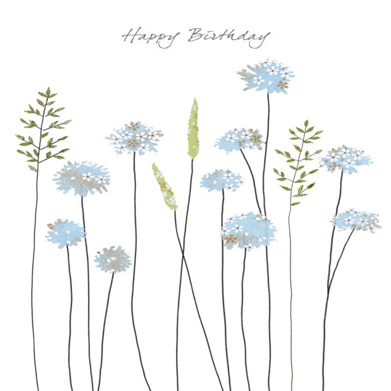 Pincushion Flower Birthday Greeting Card