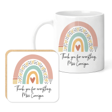 Personalised Teacher Mug & Coaster Set - Thank You For Everything