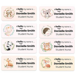 #hello my name is... Name Badge - Cute Floral Animal