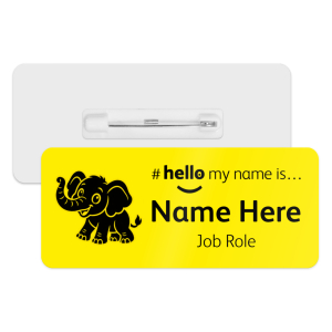 #hello my name is... Name Badge - Classic Yellow - Elephant