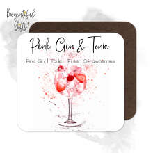 Drink Ingredient Coaster - Pink Gin & Tonic