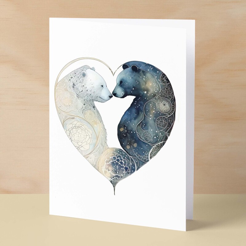 Anniversary or Valentine's Card for Her Anniversary Card for Wife Valentines Day Card For Husband Boyfriend or Girlfriend Bears - Large (5x7) / Blank Message