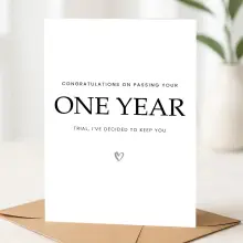 One Year Anniversary Card - Congratulations on Passing Your One Year Trial - Small (Approx. A6 | 105mm x 148mm | 4.1in x 5.8in) - Standard Smooth Card