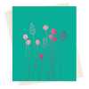 Poppyheads blank card with a pretty pink foil print - designed by artist Eloise Hall - 15.7 x 11cm and blank inside