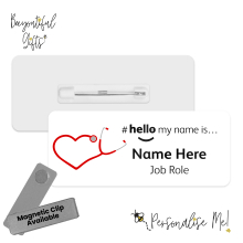 Name Badge - Heart Stethoscope Hello My Name is... - Red