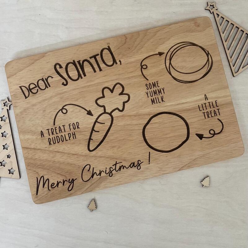 Personalised Santa Tray /Christmas Eve Tray / Santa Gifts / Christmas Gifts for Children / Family Christmas - Wooden Drinks Tray - Yes
