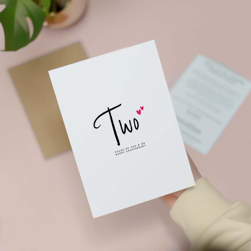 Two Year Anniversary Card For Husband 2 Year Anniversary Card Boyfriend or Girlfriend Wedding Anniversary Card For Wife - Large (5x7) / Blank Message