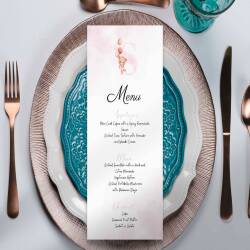 Printed Menu Event for Girl Personalised with Initial and Courses | Teddy Bear | Party, Birthday, Baby Shower, Baptism, Communion