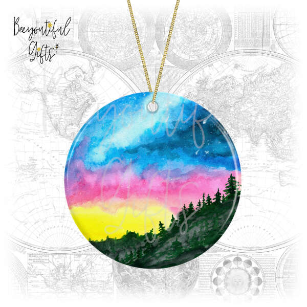 Travel Ceramic Decoration - Watercolour Colourful Sky