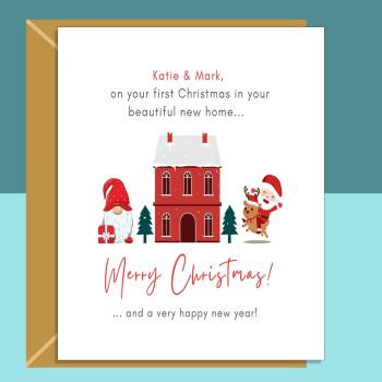 New Home Christmas Card - Ideal personalised Xmas card for someone spending their 1st Christmas in their new house...