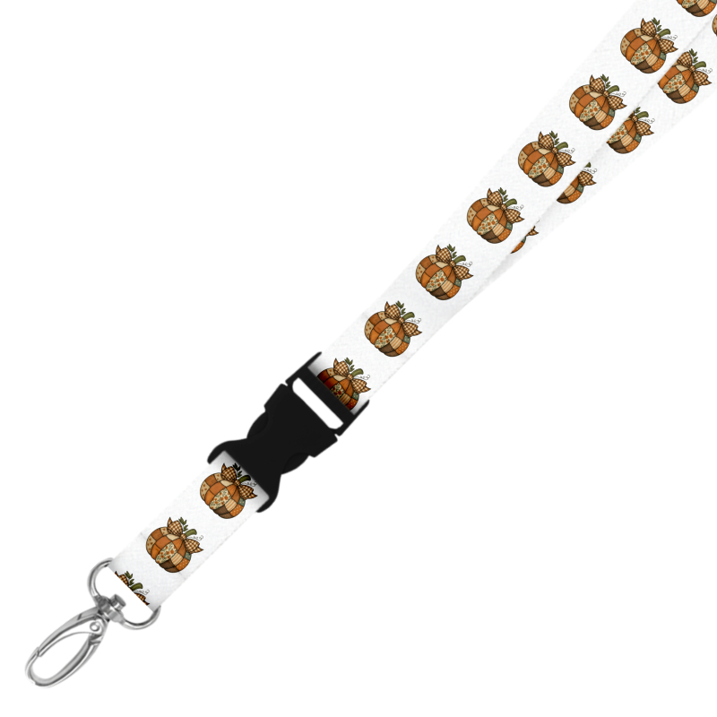 Double Breakaway Lanyard - Retro Patchwork Pumpkin
