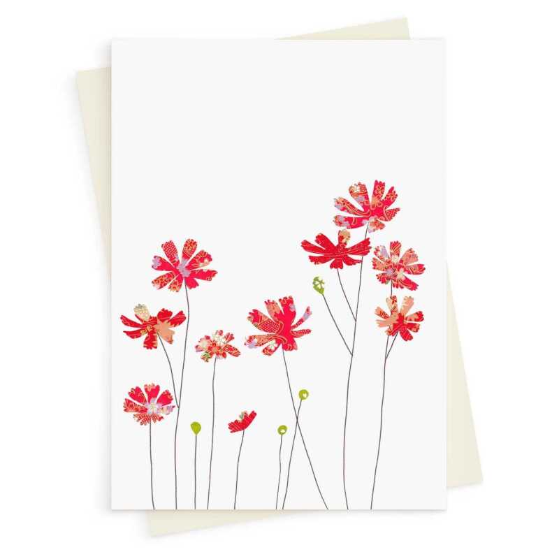Cosmos blank greeting card -  designed by Eloise Hall - 15.7 x 11cm and blank inside, made in the UK