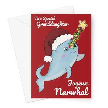 Narwhal Christmas Card For Granddaughter