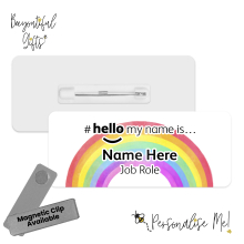 #hello my name is... Name Badge - Boho Watercolour Rainbow