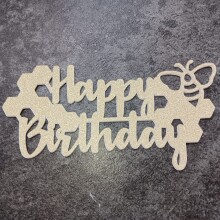 Delicate Card Cake Topper - Happy Birthday - Bee Themed