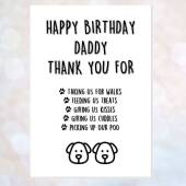 birthday card from the dogs, card from the dogs, funny dog card, dad, mummy, daddy, brother, sister, thank you for everything walks treats
