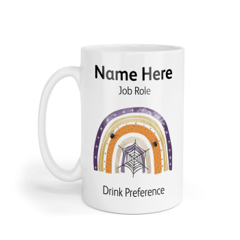 Personalised Ceramic Mug - Halloween Spider Web Rainbow