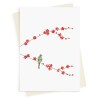 Blossom & one bird greeting card -  designed by Eloise Hall - 15.7 x 11cm and blank inside, made in the UK