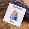 Personalised birthday card custom with vibrant two-tiered cake, colourful icing, lit candles, watercolour - Smooth No Message - Kraft Brown