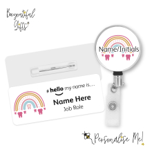 #hello my name is... Name Badge & Metal ID Reel - Tooth Pink Rainbow