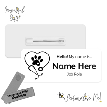 Vet Name Badge - Paw Print Stethoscope