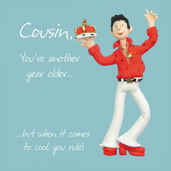 Holy Mackerel you rule male cousin birthday card for him - designed by artist Erica Sturla - 15cm square and blank inside for your message - made in the UK