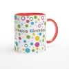 Custom Colour Dot Happy Birthday Mug - Ceramic White