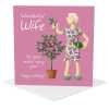Wonderful wife birthday card - designed by Erica Sturla - 15cm square and blank inside, made in the UK