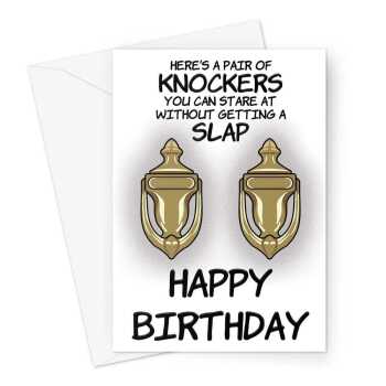 Happy Birthday Card - Rude Knockers Boob Joke - A5 Greeting Card
