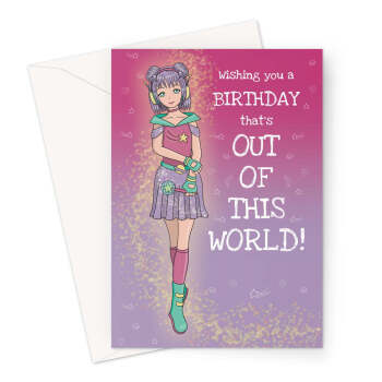 Out Of This World Space Themed Birthday Card For A Girl