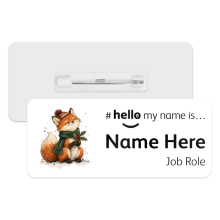#hello my name is... Name Badge - Whimsical Christmas Fox