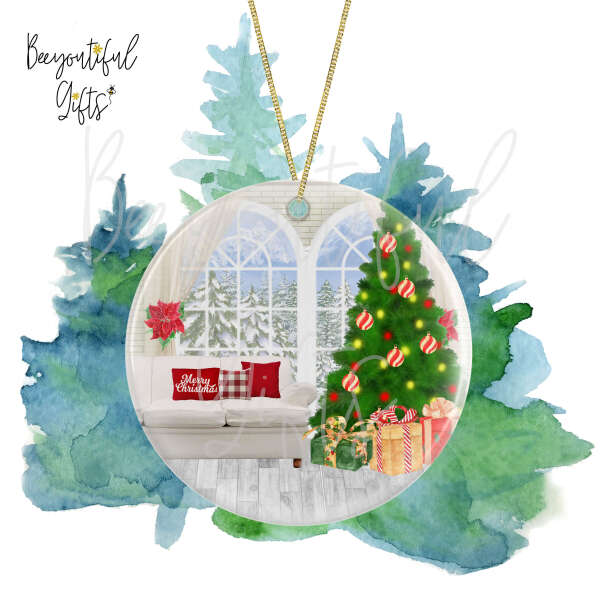 Ceramic Christmas Tree Decoration - Christmas Living Room Scene