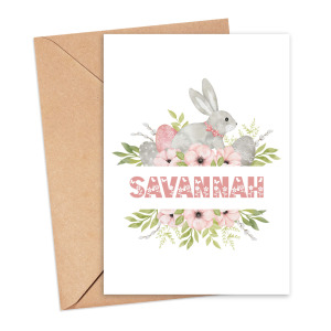 Personalised Easter Card - Easter Bunny Monogram