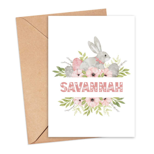 Personalised Easter Card - Easter Bunny Monogram - Small (A6)