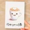 Anniversary or Valentine's Card for Her Anniversary Card for Wife Valentines Day Card For Husband Boyfriend or Girlfriend For Coffee Lover - Large (5x7) / Blank Message