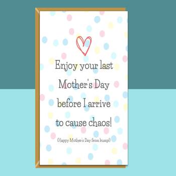 Funny Mother's Day From Bump Card - For mum's to be - Can be Personalised inside - Pregnant - on Mothers Day - Ideal for expectant mums