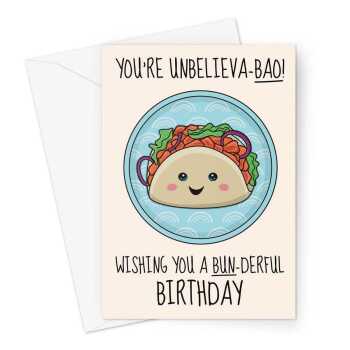 Cute Bao Bun Birthday Card - Asian Food