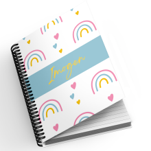 Personalised A5 Notebook - Rainbows & Hearts