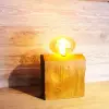 Large wooden Rustic Industrial Lamp Inset – Reclaimed Wood – Quirky Square Rectangle – Desk Lamp Table Lamp –