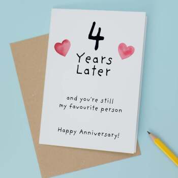 4th Wedding Anniversary Card For Wife Anniversary Card for Husband 4 Year Anniversary Card For Boyfriend or Girlfriend Forth Anniversary