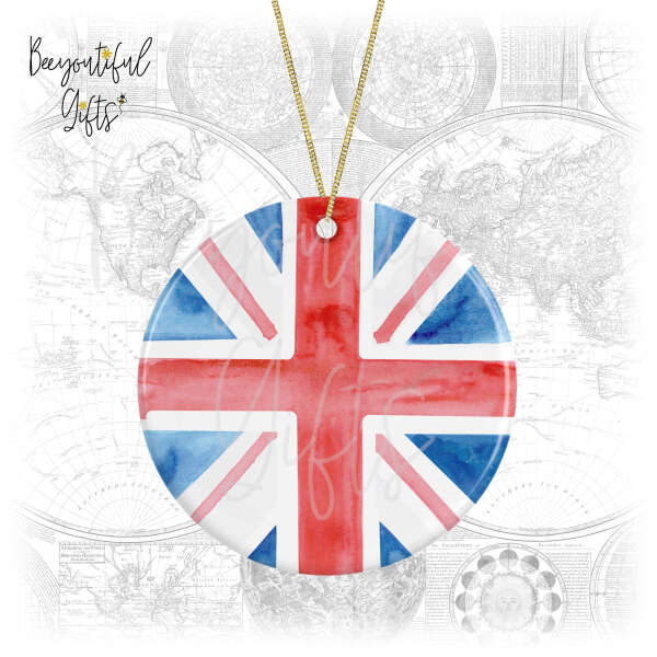 Travel Ceramic Decoration - Watercolour Union Jack